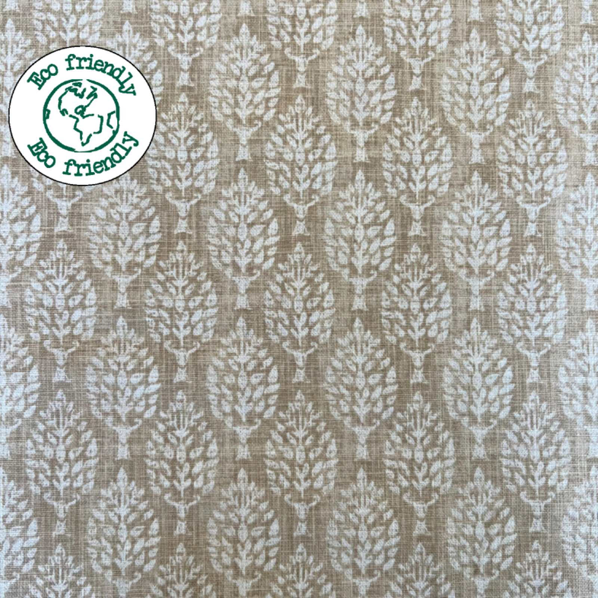 Natural Curtain Fabric with leaf block print