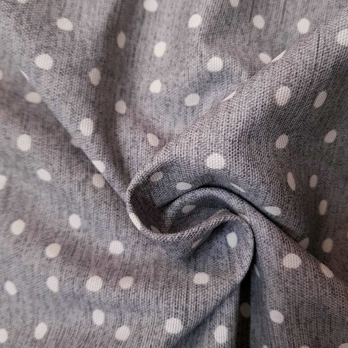 Spotty pewter grey sustainable cotton fabric for curtains