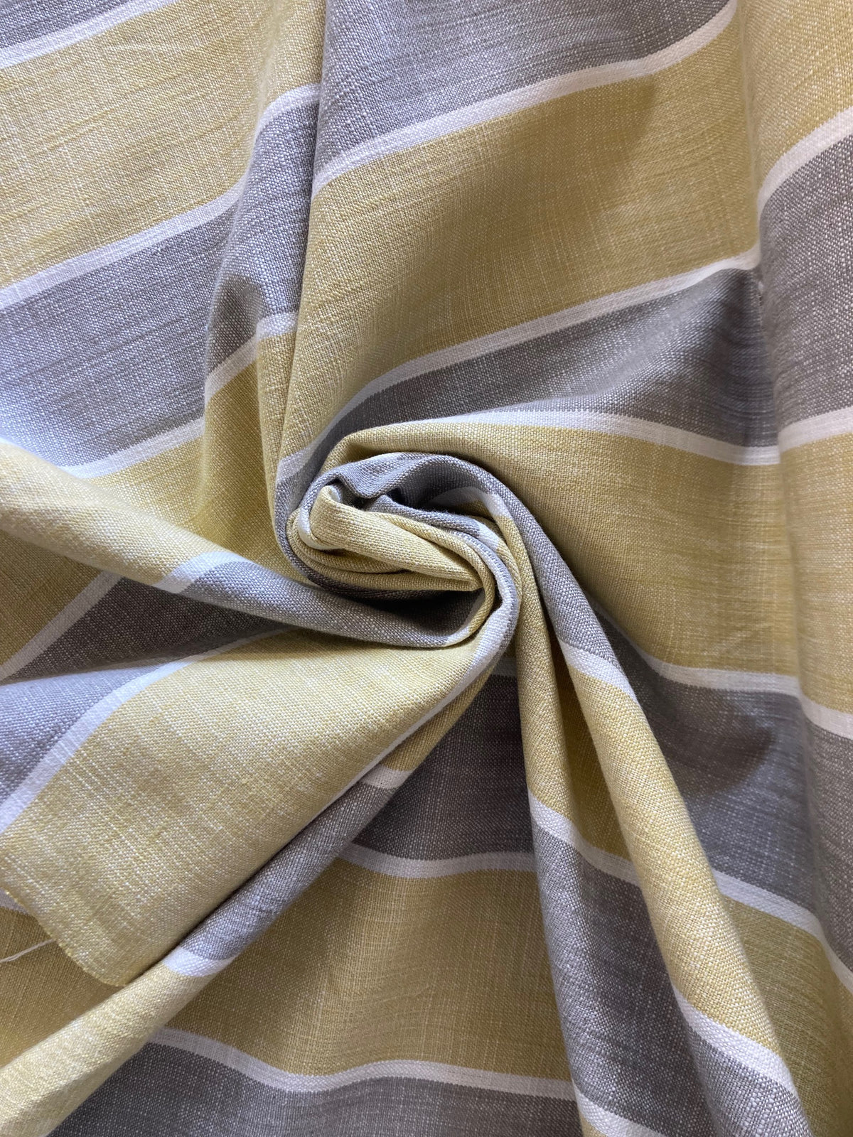 Cotton Yellow and Grey Stripe Furnishing Fabric