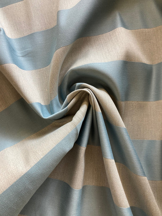 Linen and Cotton Reversible Stripe in Blue
