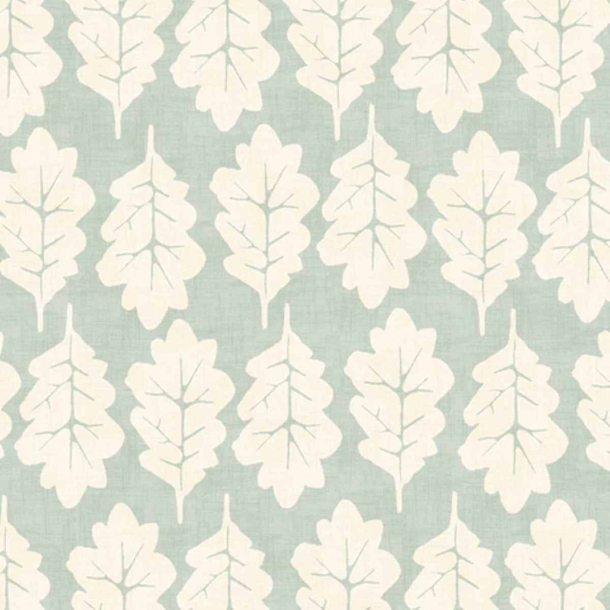 Sustainable Oak Leaf print cotton fabric colour Duck Egg
