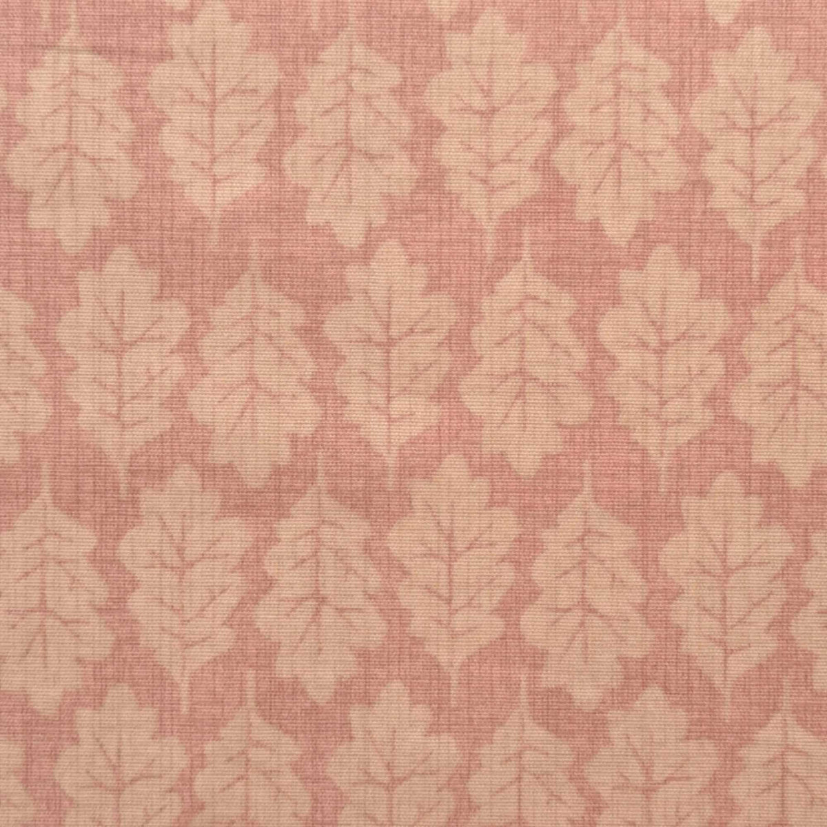 Sustainable Oak Leaf print furnishing fabric colour Rose