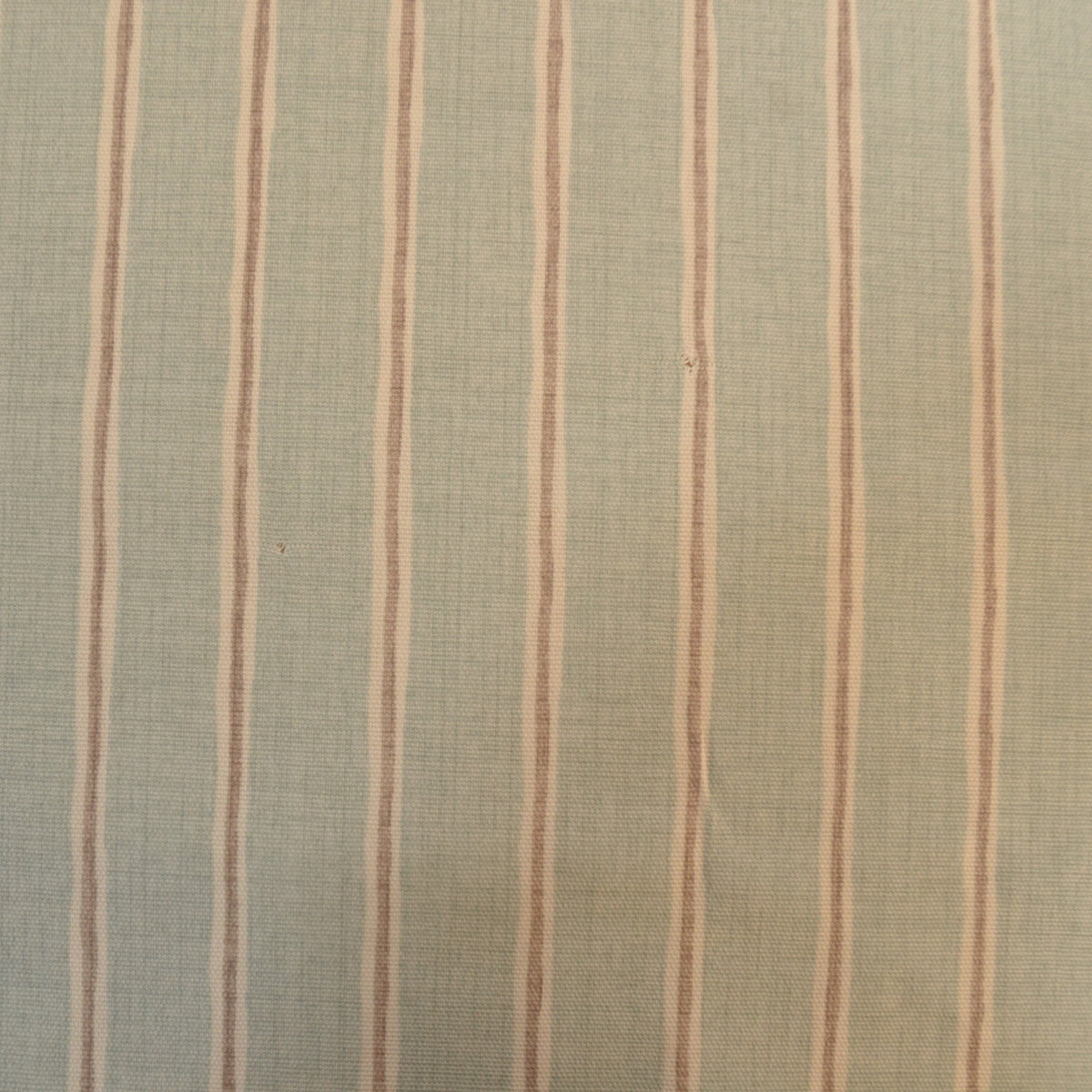 Duck egg striped fabric with narrow off white and grey stripes