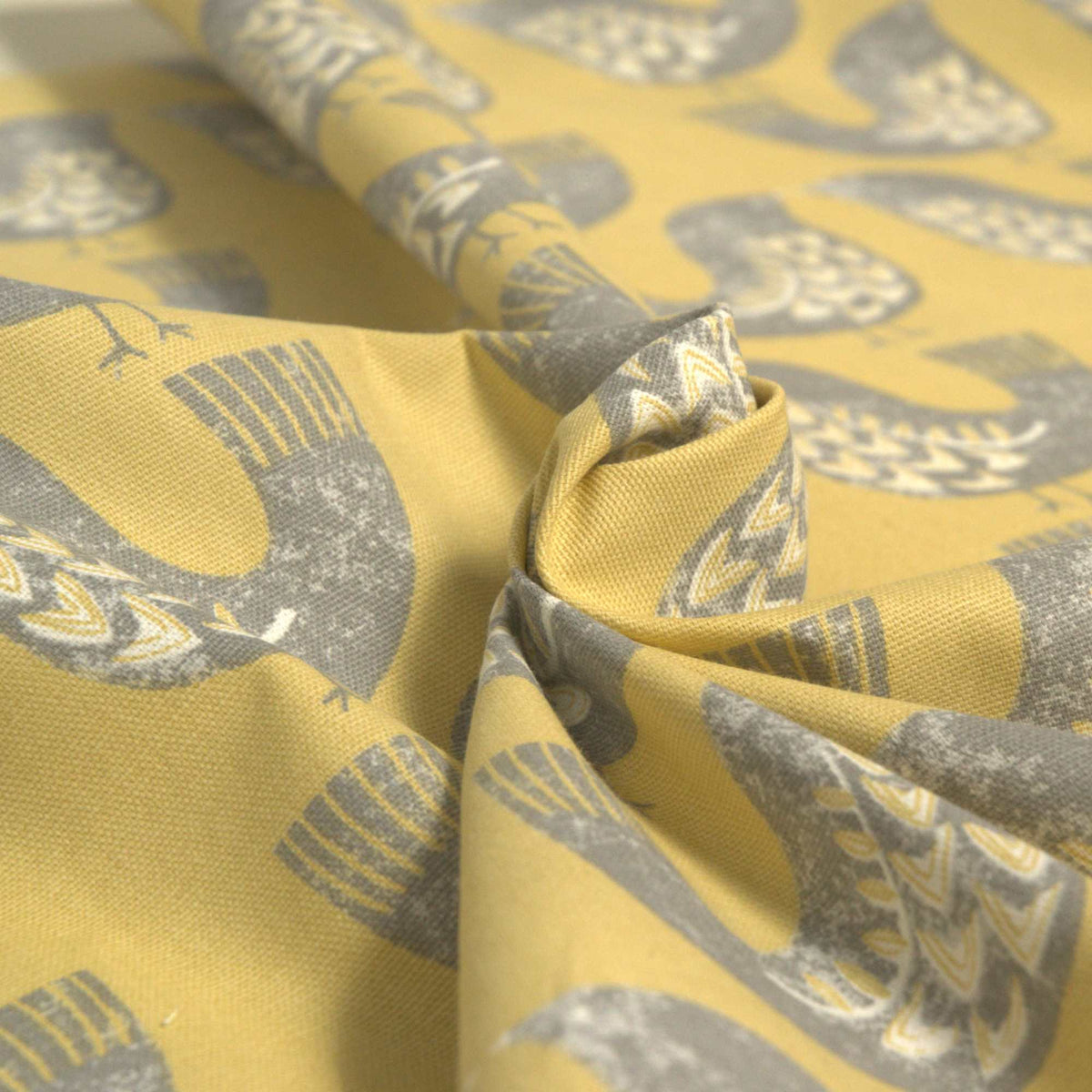 Scandi bird design fabric turquoise for curtains