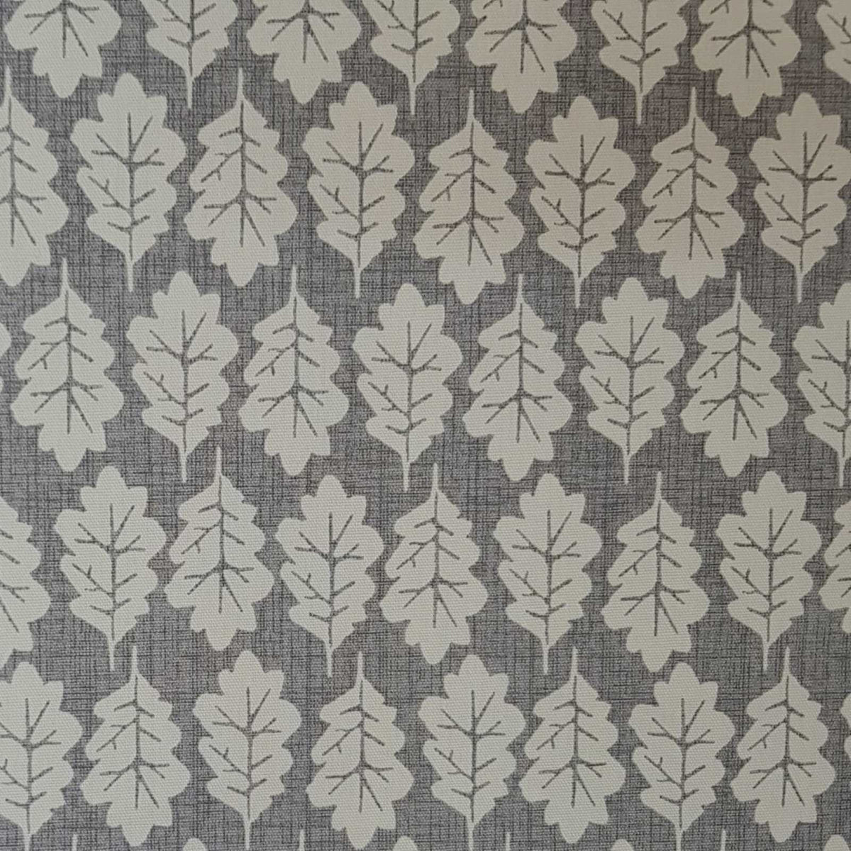 Sustainable Oak Leaf print furnishing fabric colour Pewter